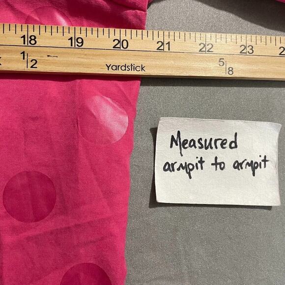 Trisha Tyler Size Petite Large Pink Polka Dot Button Up Top Dopamine Barbiecore - Picture 8 of 10